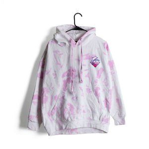 Pink Dolphin Unisex Pullover Hoodie Tie Dye Pink White Size Large New